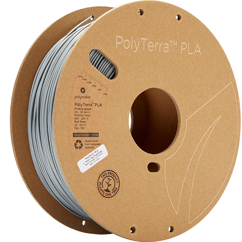 Polymaker PolyTerra PLA filament 1,75 mm 1 kg – fosilno sivi