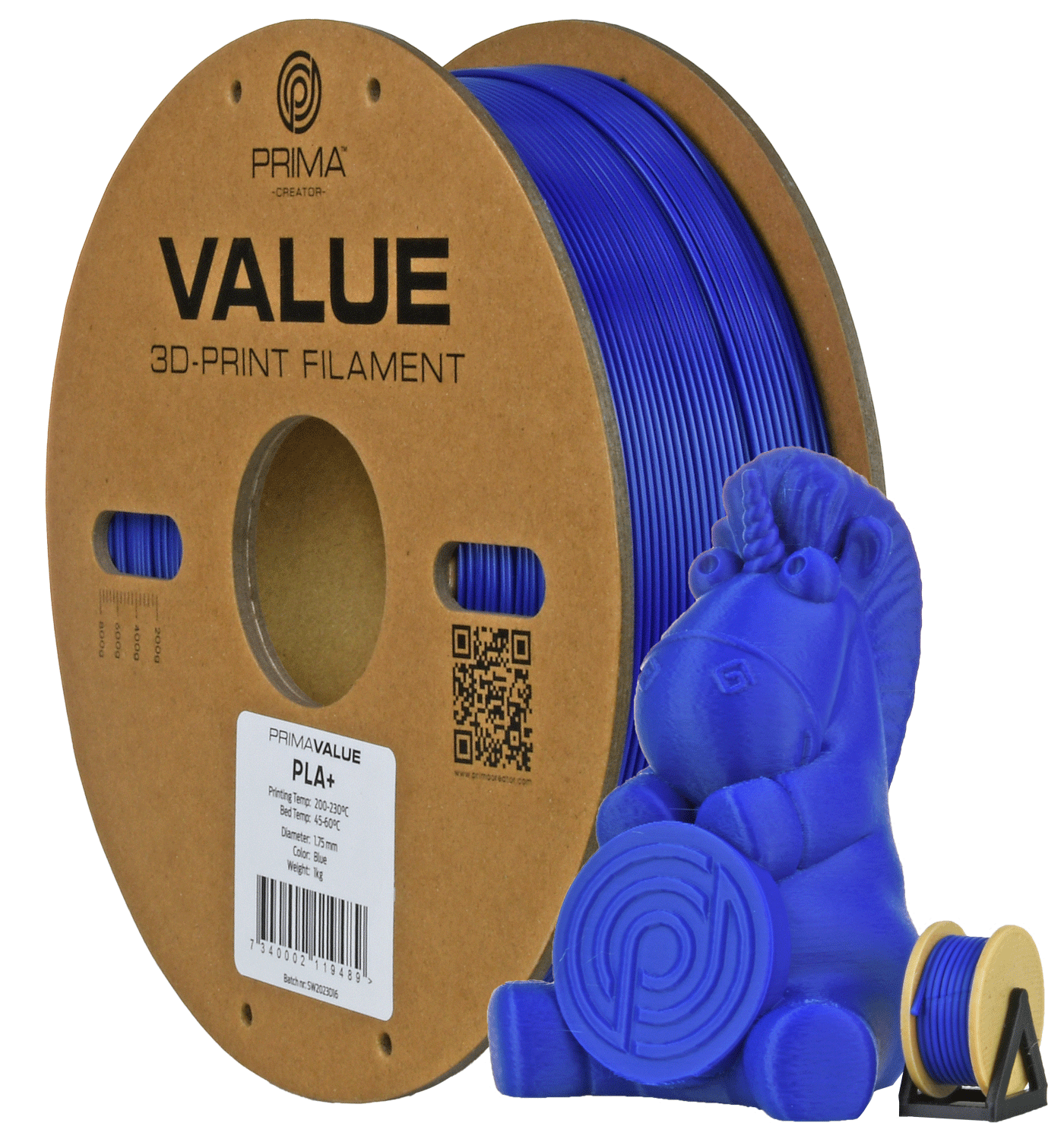 PrimaCreator PrimaValue PLA+ filament 1,75 mm 1 kg – plavi